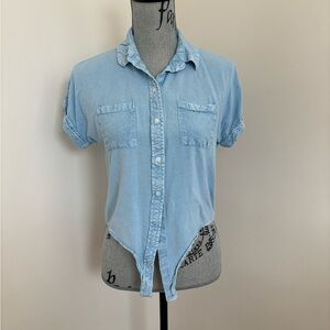 Light Blue Button-Up Women's Blouse